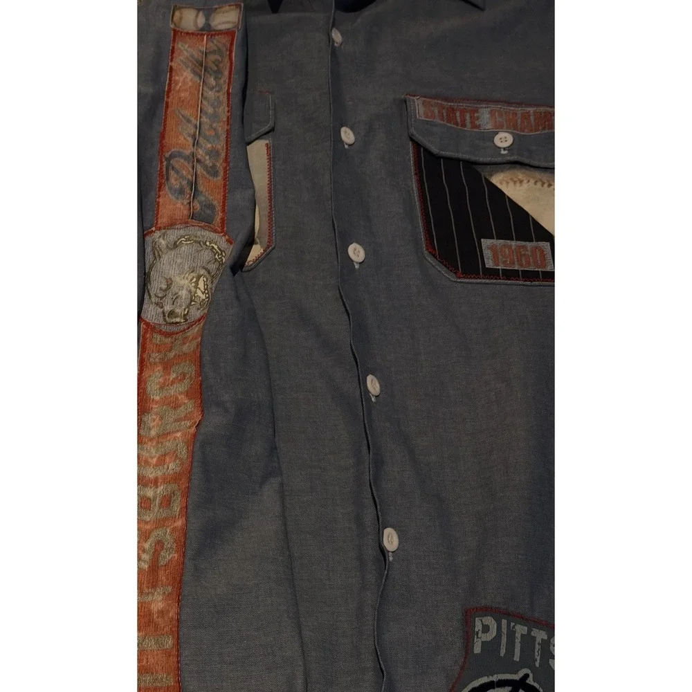 Reworked Vintage Dickies Baseball Shirt‎ Pittsburgh Pitbulls 1960 Patch L